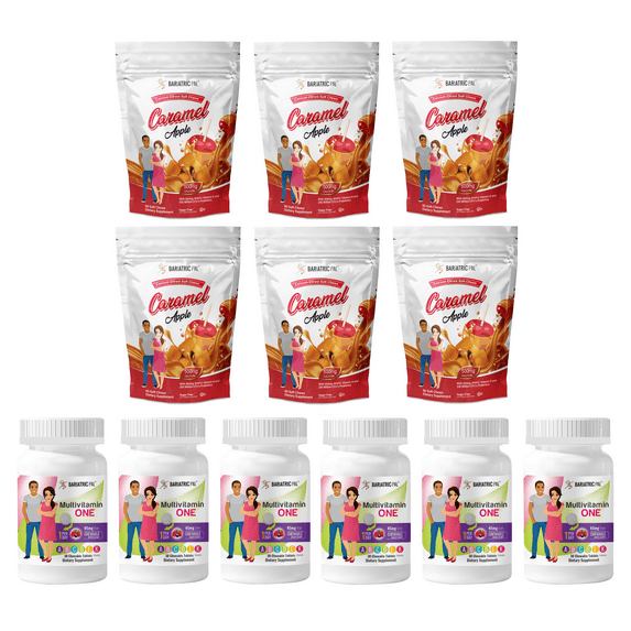 Gastric Sleeve Complete Vitamin Pack - Chewables Size: 6-Month Supply, BariatricPal Multivitamin ONE: Mixed Berry Chewable with 45mg Iron, BariatricPal Calcium Citrate Soft Chews: Caramel Apple