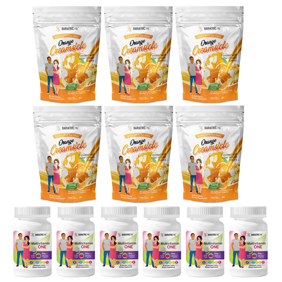 Gastric Sleeve Complete Vitamin Pack - Chewables Size: 6-Month Supply, BariatricPal Multivitamin ONE: Mixed Berry Chewable with 45mg Iron, BariatricPal Calcium Citrate Soft Chews: Orange Creamsicle