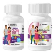 Gastric Sleeve Complete Vitamin Pack - Tablets BariatricPal Multivitamin ONE & BariatricPal Easy Swallow Calcium Citrate and D3 Coated Tablets Capsule with 18mg Iron, Size 30-Day Supply