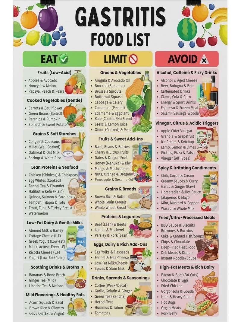 Avoid Iamge Gastritis Food List Eat Limit Avoid Categories nutrition planning ...