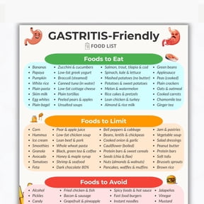 Gastritis Food List Poster, List Of Foods To Avoid, Acid Reflux Diet List Poster, Stomach Friendly Food Guide Poster