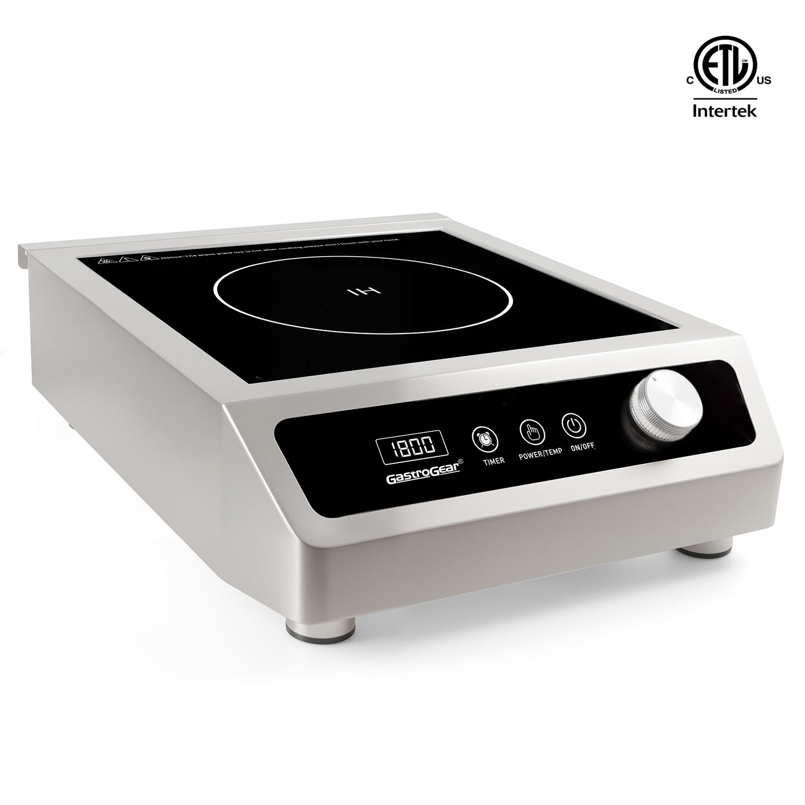 GastroGear 1800W 100V～185V 2026 New Induction Cooktop Commercial Range Grade Precise 17 Watts Power/Temp Ctrl 200~1800W Large Burner with 9.25" Coil Electric Stove Heavy Duty Stainless Steel