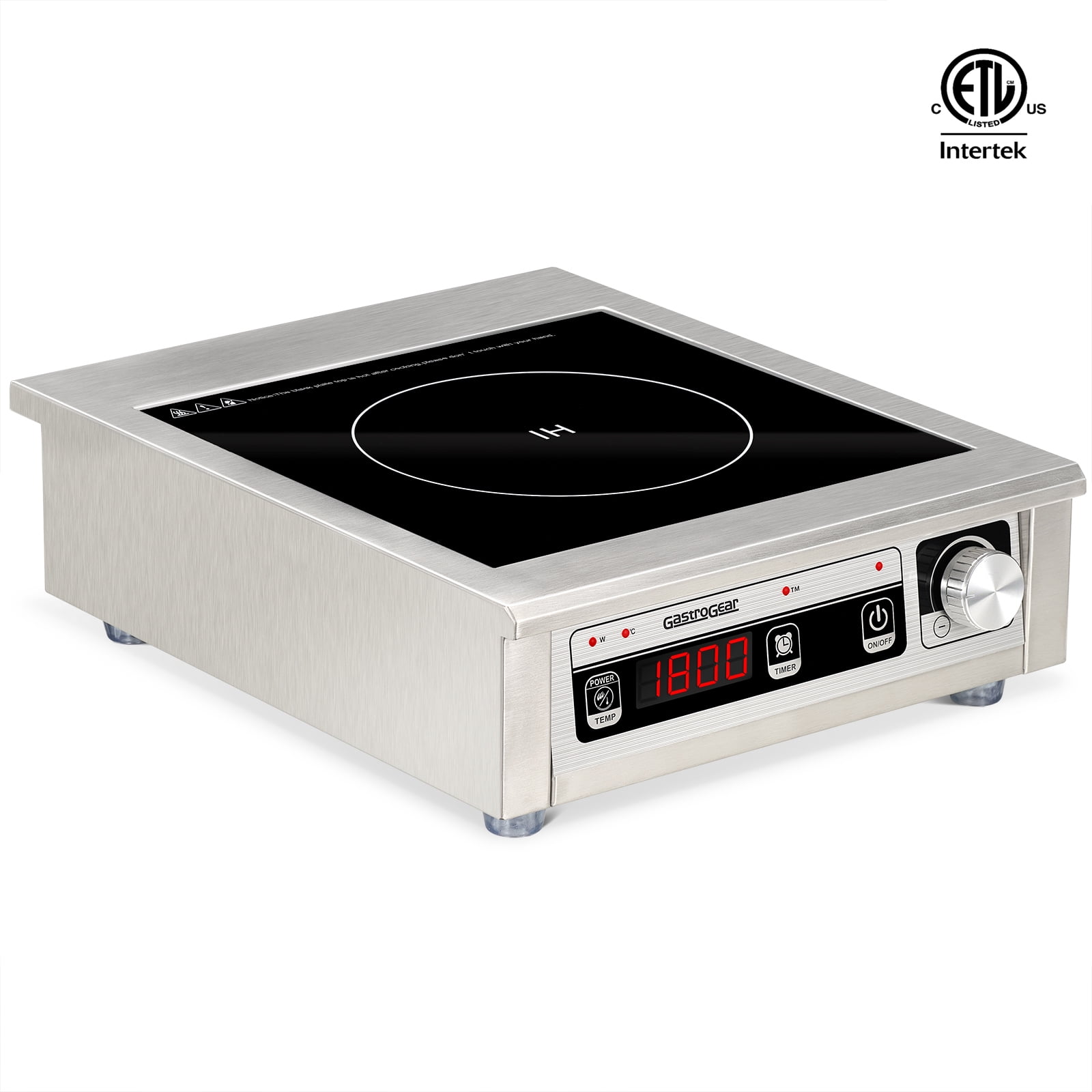 GastroGear 1800W 100V-185V Commercial Grade Induction Cooktop ETL-Certified Portable Electric Stove Countertop Burner with 9 Inch Heating Coil Hot Plate Electric Stove for Faster Cooking