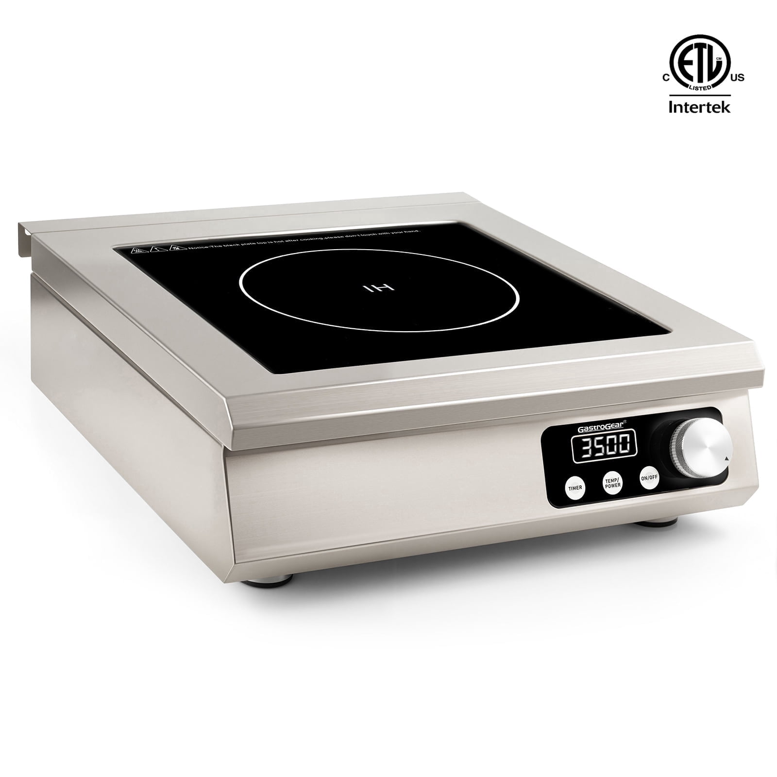 GastroGear 3500W Commercial Induction Cooktop, 208V  Heavy-Duty Countertop Induction Burner, Electric Cooktop with 9.25" Copper Coil, 24H Timer for Commercial Kitchens