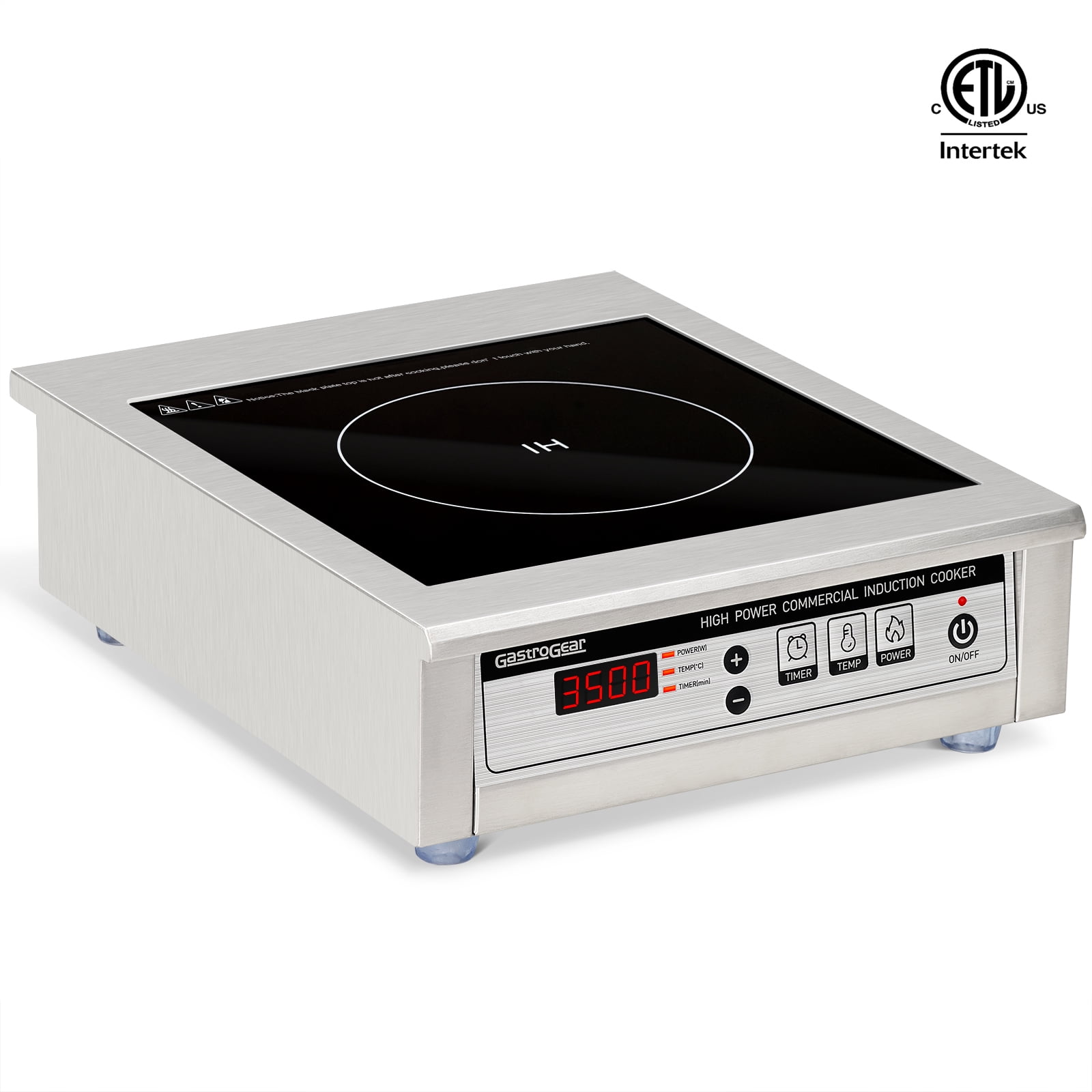 GastroGear 3500W 195V-275V Commercial Induction Cooktop ETL-Certified Professional Range Countertop Burners Hot Plate Electric Stove for Kitchen Restaurant Hotel School