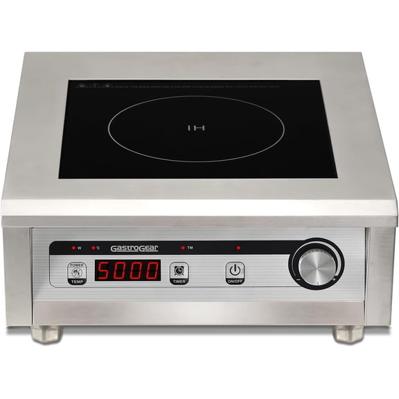 GastroGear 5000W/220V Commercial Induction Cooktop Professional Commercial Range Countertop Burners Hot Plate Electric Stove for Kitchen Restaurant Hotel School ETL-Certified