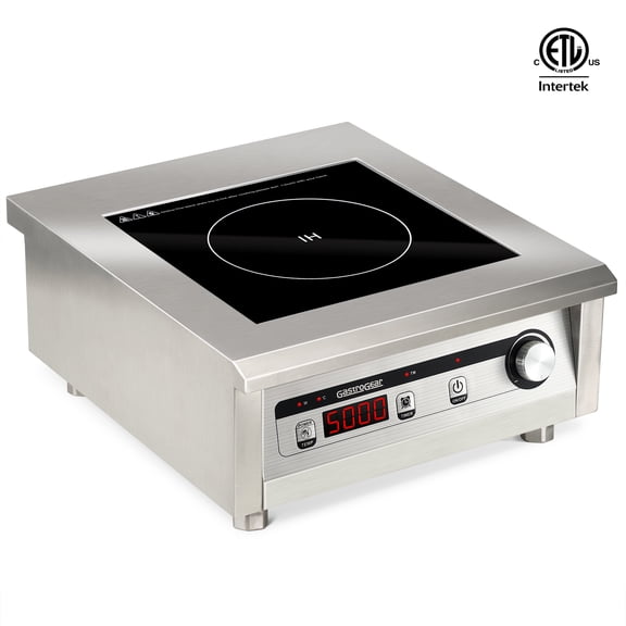 GastroGear 5000W/220V Commercial Induction Cooktop Professional Commercial Range Countertop Burners Hot Plate Electric Stove for Kitchen Restaurant Hotel School ETL-Certified