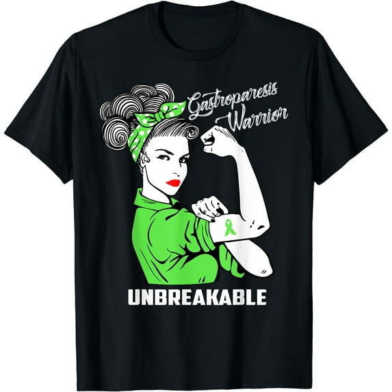 Gastroparesis Warrior Unbreakable T-Shirt Awareness Gift Black 2X-Large