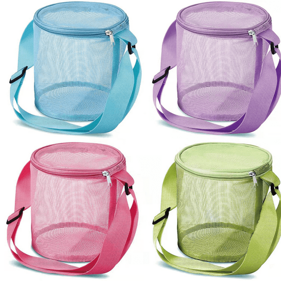 Gastropod 4 Pcs Beach Bag,Mesh Design Beach Bags,Unique Round Shape Lightweight and Durable Beach Bags