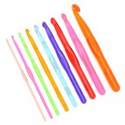 TUWAFE Crochet Hook Set, Colorful Plastic Crochet Hooks, Smooth Knitting Needles, 9-Piece