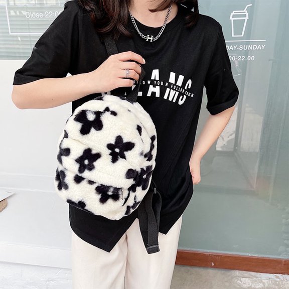 AOMRCOL Cute Mini Backpacks for Women Daily Travel,with Adjustable Shoulder Straps,Plush,Multicolor