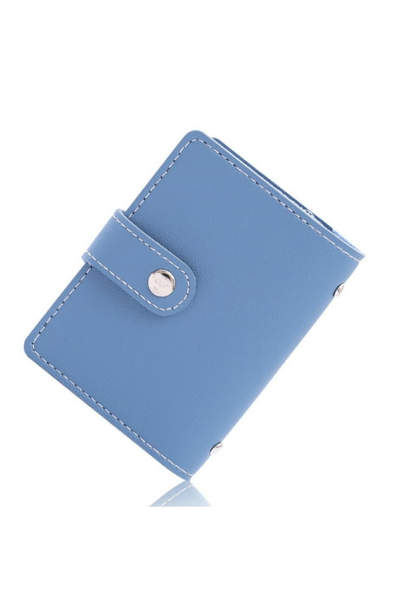 RFID Blocking Women's PU Leather Card Wallet with Snap, Blue