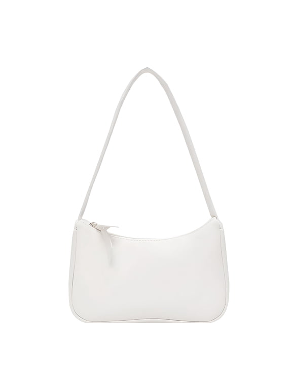White Purse Vintage Shoulder Bag for Women, Elegant Baguette Handbag with Ample Storage and Comfortable Strap