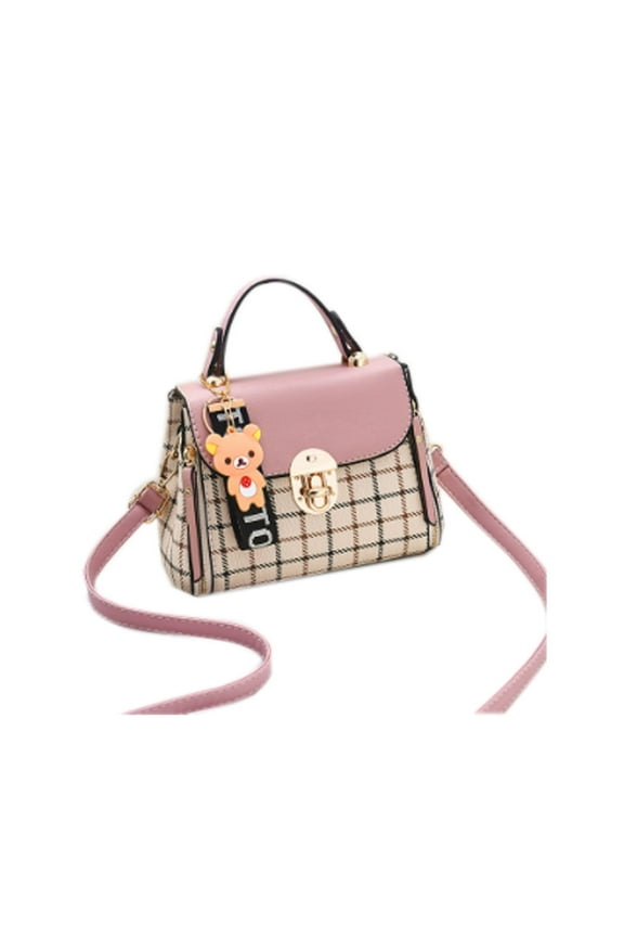 Women Shoulder Bag,Designer-Inspired Purses for Women,Pink Shoulder Bag with Teddy Bear Charm,Stylish Handbags for Women,1-Piece