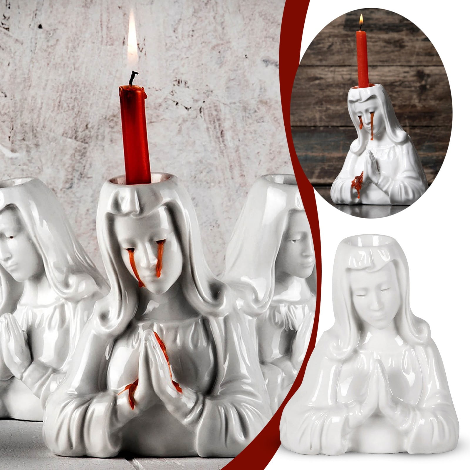 Gasue Christmas Decoration Crying Hallo/Ween Candle Holder, Crying Mary