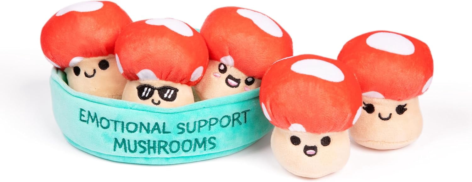 Emotional Support Avocados Plush Set - 5 Soft Food-Themed Cuddly Toys With Basket, Fun Gifts For All Ages