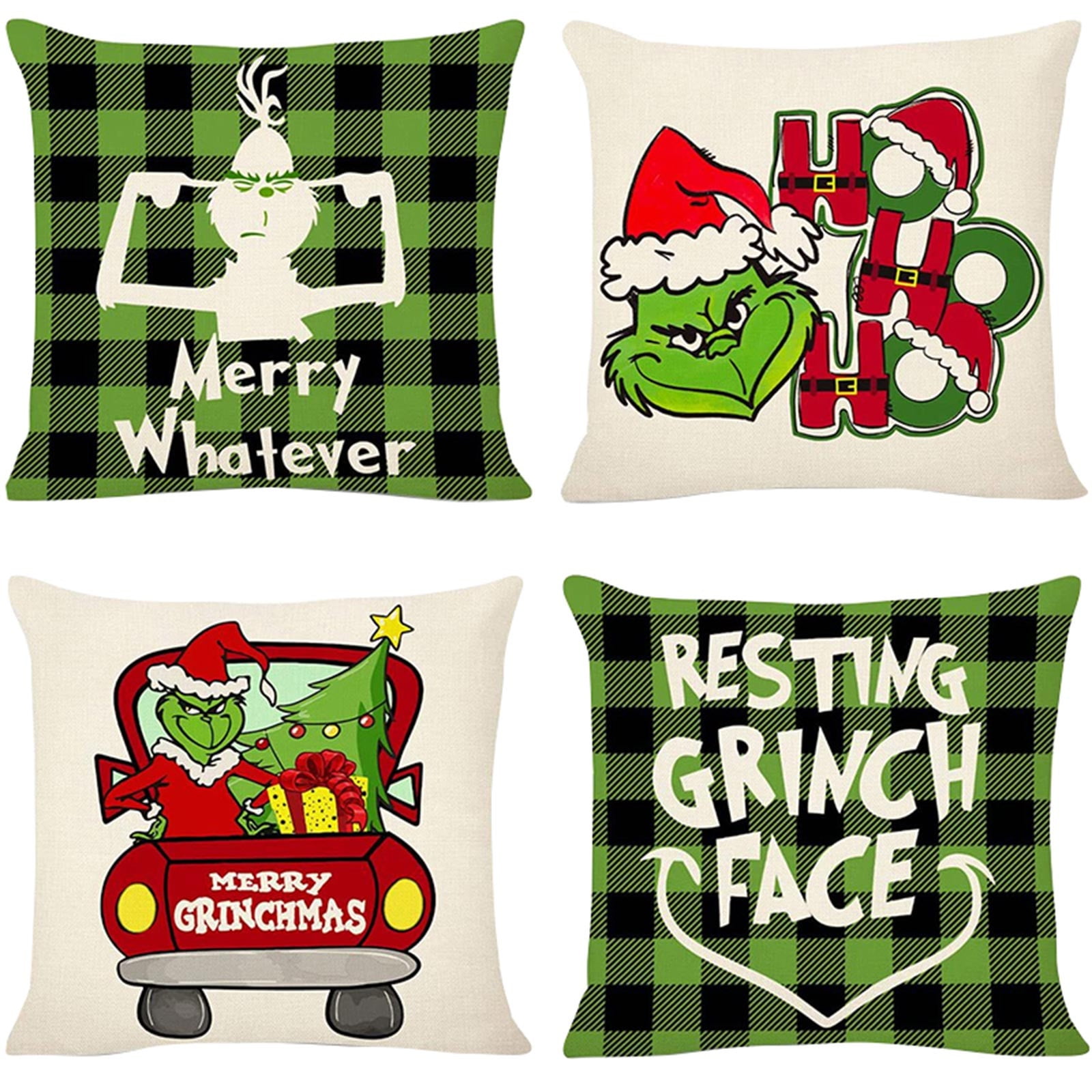Lunuaoe Grinch Christmas Decorations, 4pcs G-rinch Kissenbezug 45x45cm ...