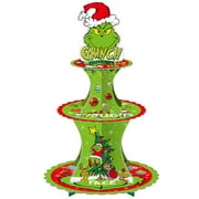 Gasue Grinch Christmas Decorations for Tree, Cartoon Themed Party Cake Rack Birthday Cake Holder Holiday Cake Flag Planting Party Disposable Decorative Items Christmas Gifts, 1PC