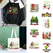 Gasue Grinch Decor Christmas Iron On Transfer Heat Transfer Design Sticker Iron On Vinyl Patches Iron On Transfer Paper for Clothing Hat Pillow Backpack Diy Craft Supplies, Style-A