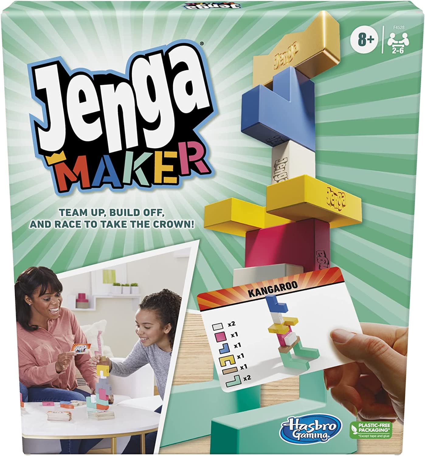 Gasue Hasbro Gaming Jenga Maker, Wooden Blocks, Stacking Tower Game, Game for Kids Ages 8 and Up, Game for 2-6 Players, Play in Teams