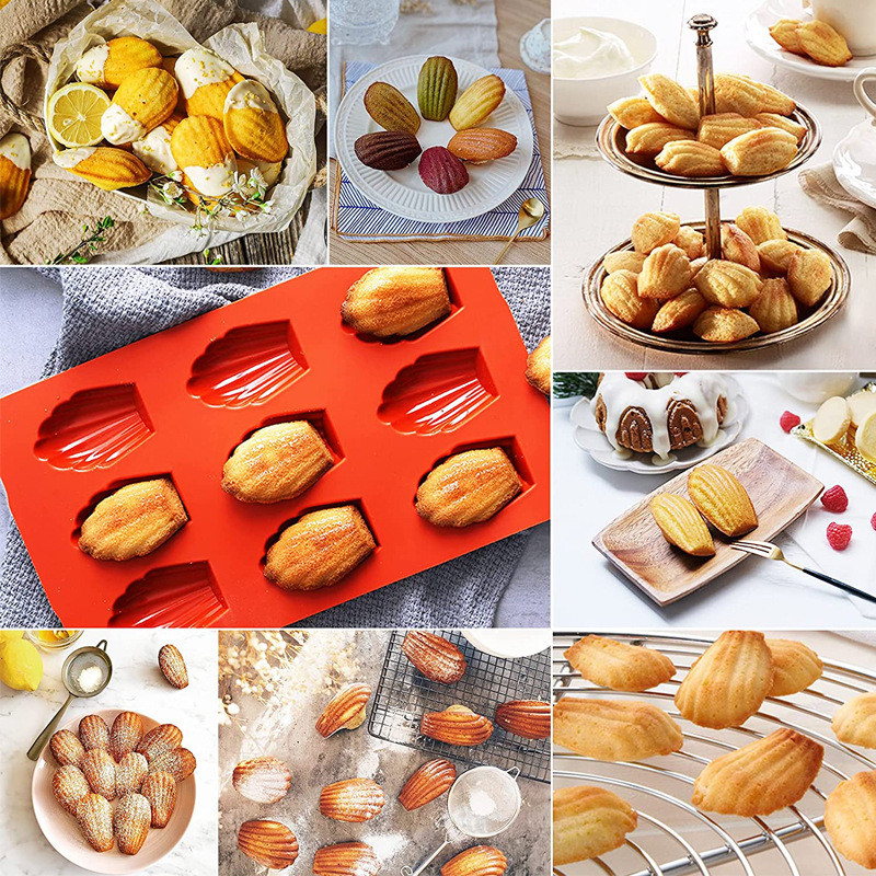 Gasue Ilicone Molds for Baking 9 Cavity Madeleine Pan Nonstick Silicone