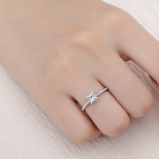 Gasue Ring for Women Fake Wedding Rings, Rings Cheap, Fashion Four-Claw Artificial Diamond Simple-Style Japanese and Korean Ring Size 6-10