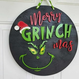 The Grinch Who Stole Christmas, Mini Metal and Ribbon Sign 2 PK, Green,  Red, Novelty Wall Decoration