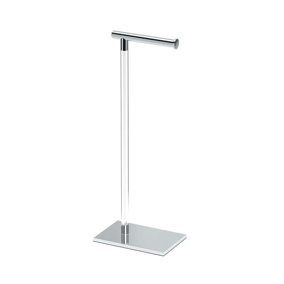 Gatco Square Freestanding Toilet Paper Holder with Weighted Base, Crystal Clear Acrylic/Chrome