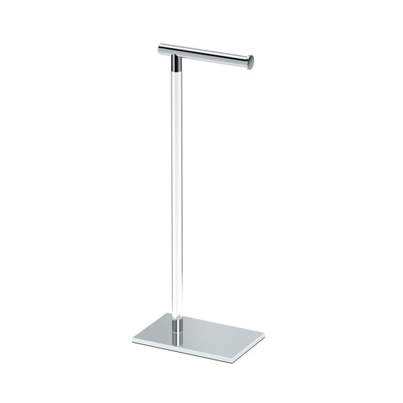 Gatco 1331C Square Freestanding Toilet Paper Holder, Crystal Clear Acrylic/Chrome