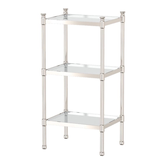 Gatco 1351PN Rectangular 3-Tier Glass Taboret, Polished Nickel
