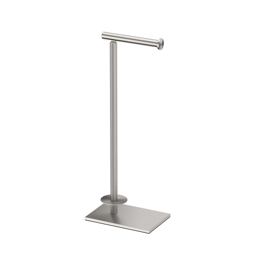 Satin Nickel Freestanding Toilet Paper Holder with Storage