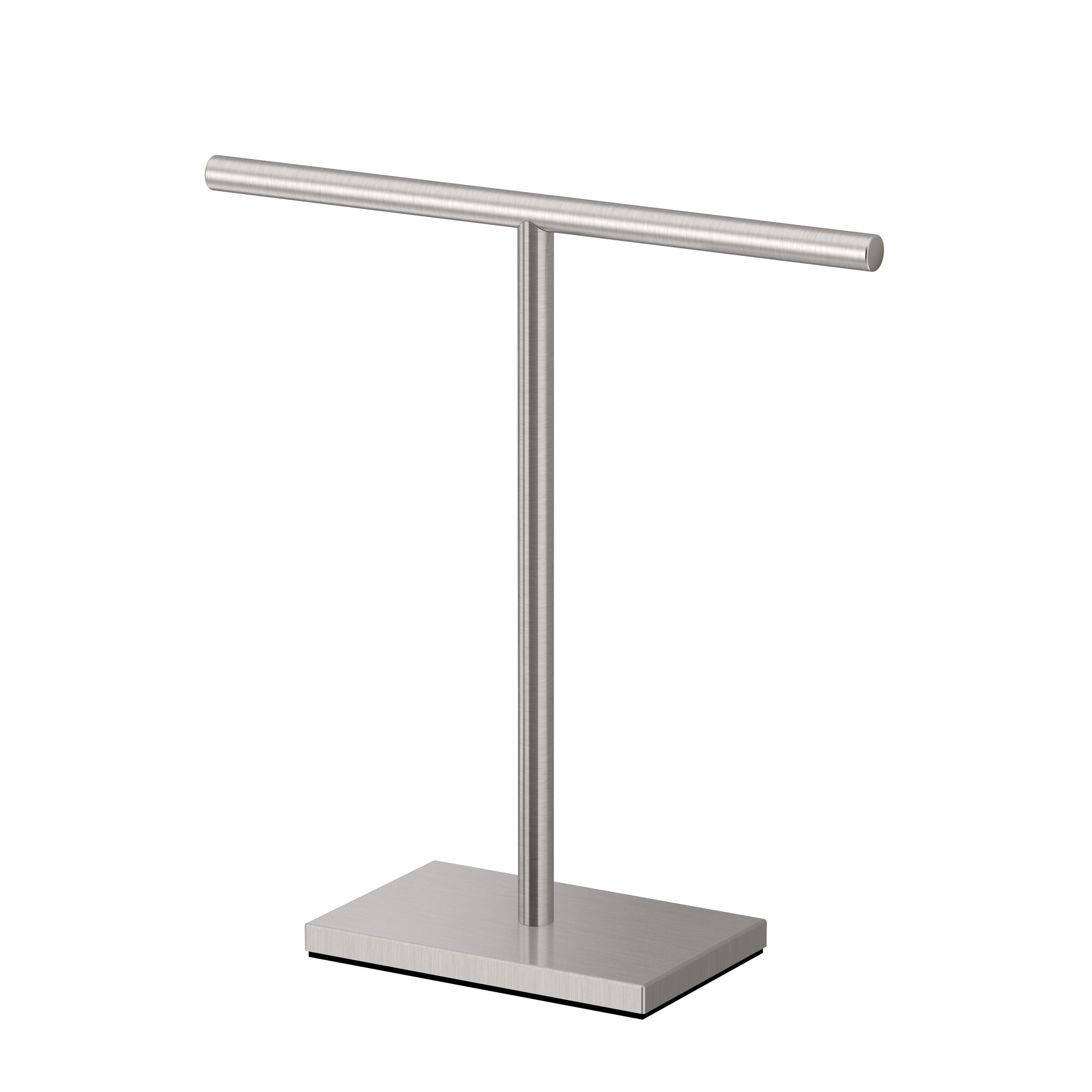 Satin Nickel Freestanding Countertop Hand Towel Holder with Weighted Base