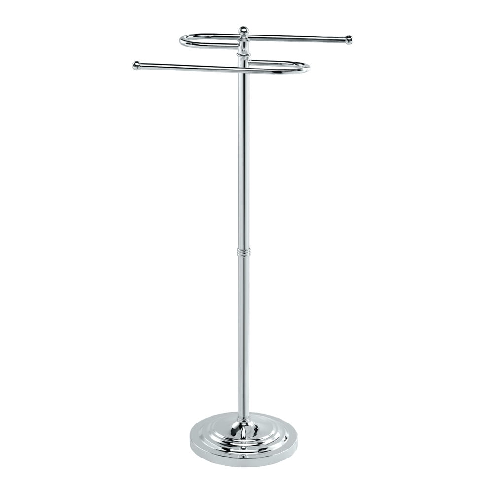 Polished Chrome Freestanding Double Towel Rack with Weighted Base