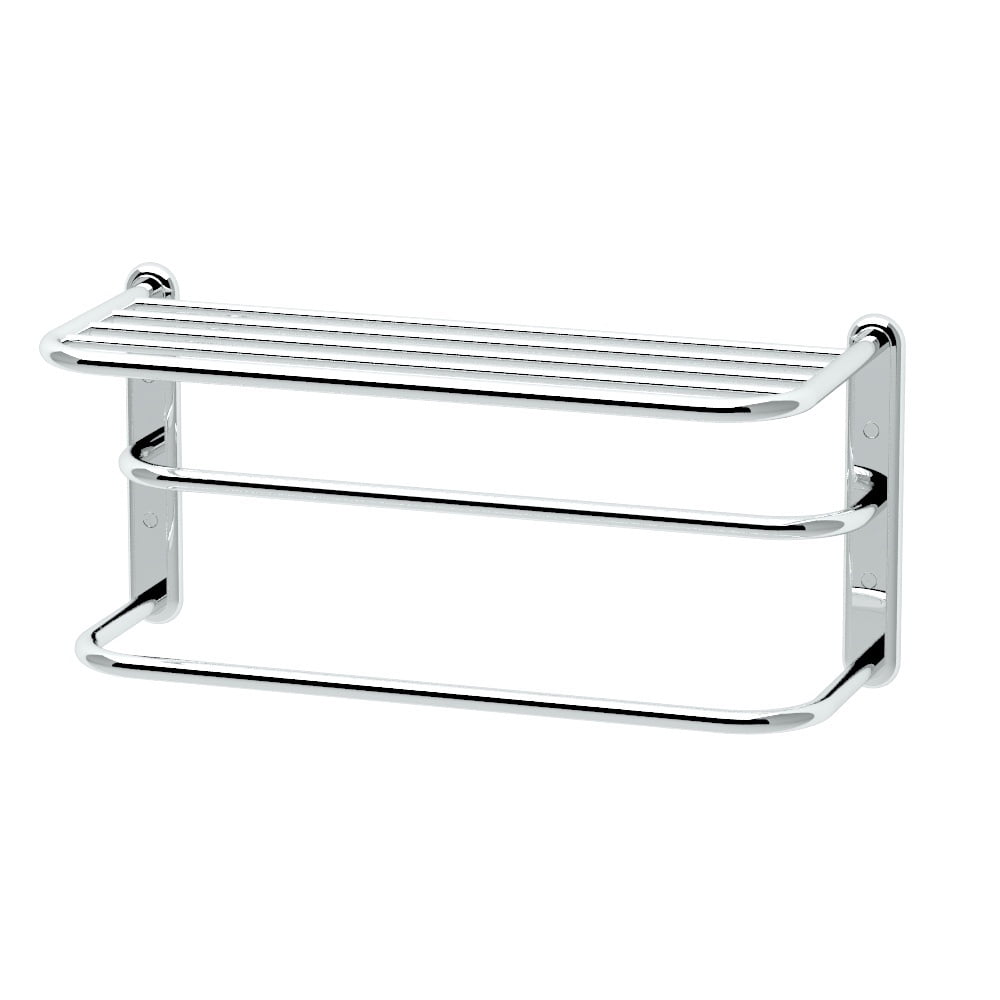 Polished Chrome Double Towel Rack with Shelf