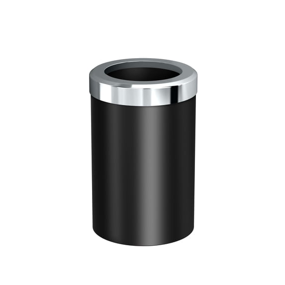 Gatco Latitude II Stainless Steel 2.9 Gallon Round Wastebasket with Removable Lid, Matte Black/Chrome