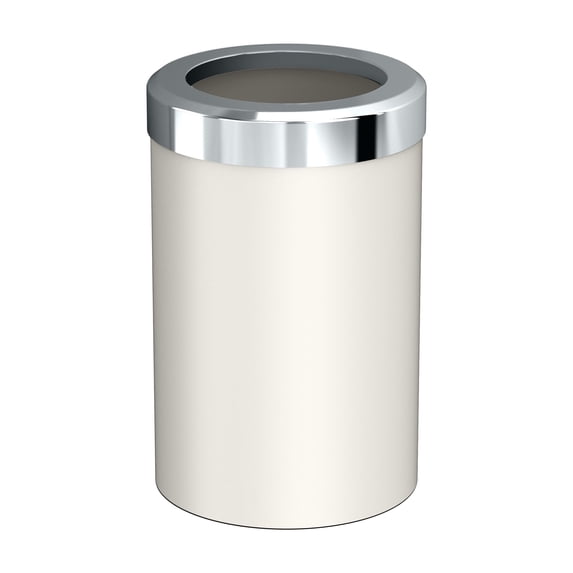 Gatco Latitude II Stainless Steel 2.9 Gallon Round Wastebasket with Removable Lid, Matte Pearl/Chrome Lid