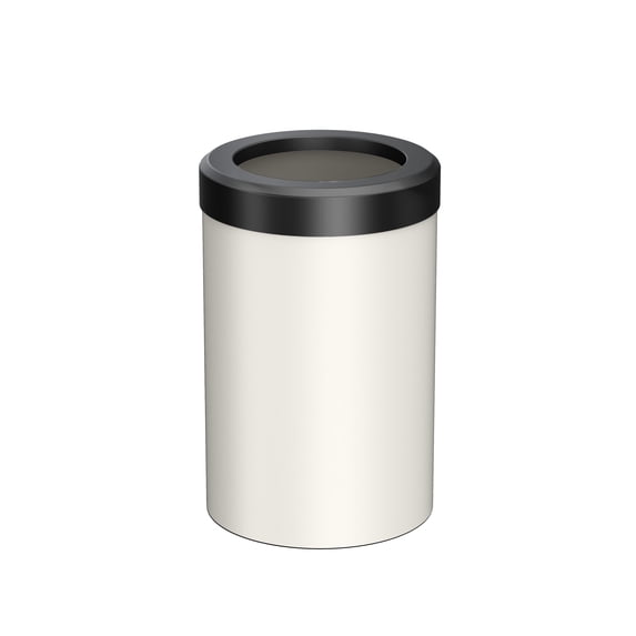 Gatco Latitude II Stainless Steel 2.9 Gallon Round Wastebasket with Removable Lid, Matte Pearl/Matte Black Lid