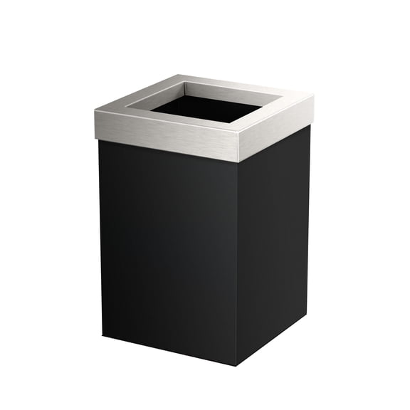 Gatco Elevate Stainless Steel 3 Gallon Square Wastebasket, Matte Black/Satin Nickel Lid