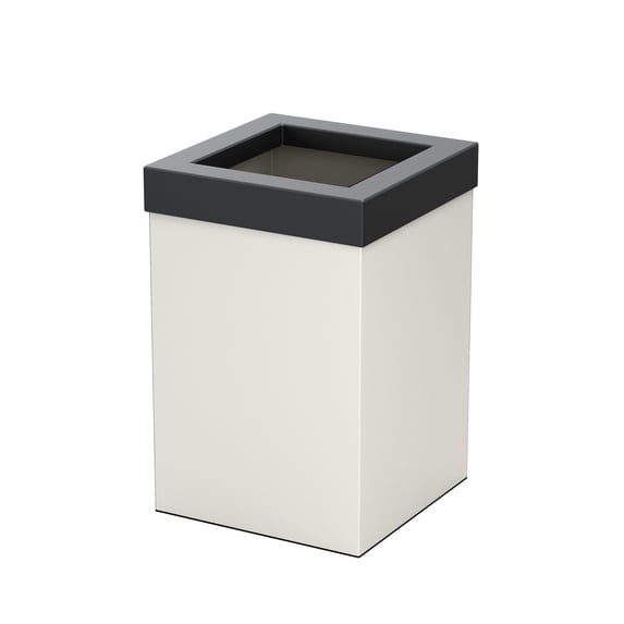 Gatco Elevate Stainless Steel 3 Gallon Square Wastebasket, Matte Pearl/Black Lid