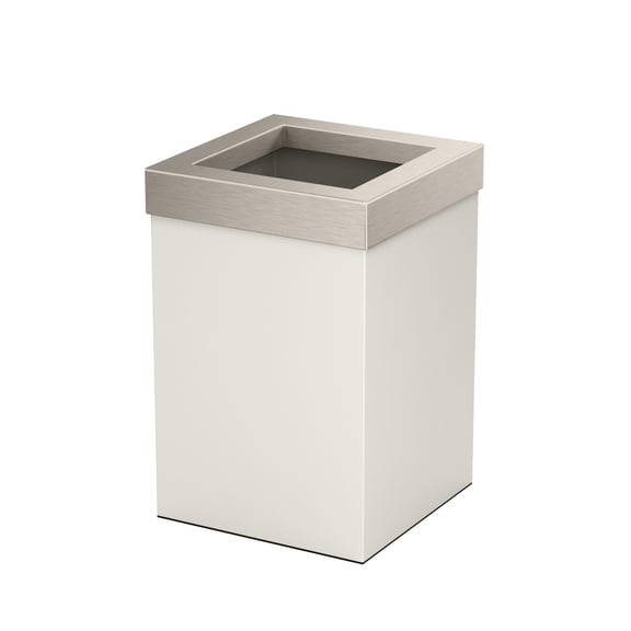 Gatco Elevate Stainless Steel 3 Gallon Square Wastebasket, Matte Pearl/Satin Nickel Lid