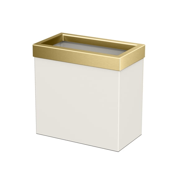 Gatco 1918 Stainless Steel Trash Can - Matte Pearl / Brushed Brass