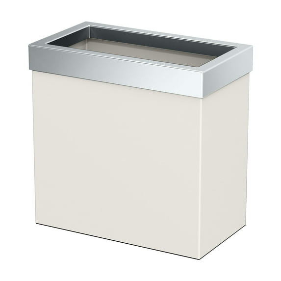 Gatco Elevate Stainless Steel 3.18 Gallon Rectangle Wastebasket Open Removable Lid, Matte Pearl/Chrome Lid