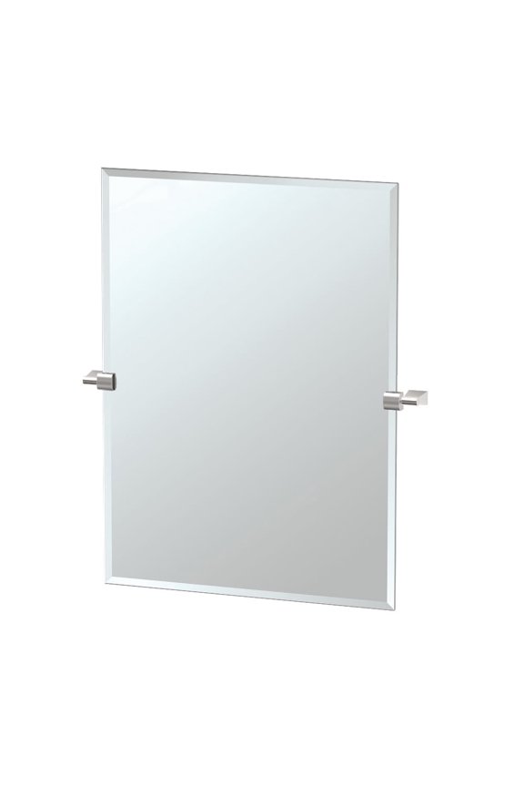 Bleu 31.5" Frameless Rectangle Mirror, Satin Nickel