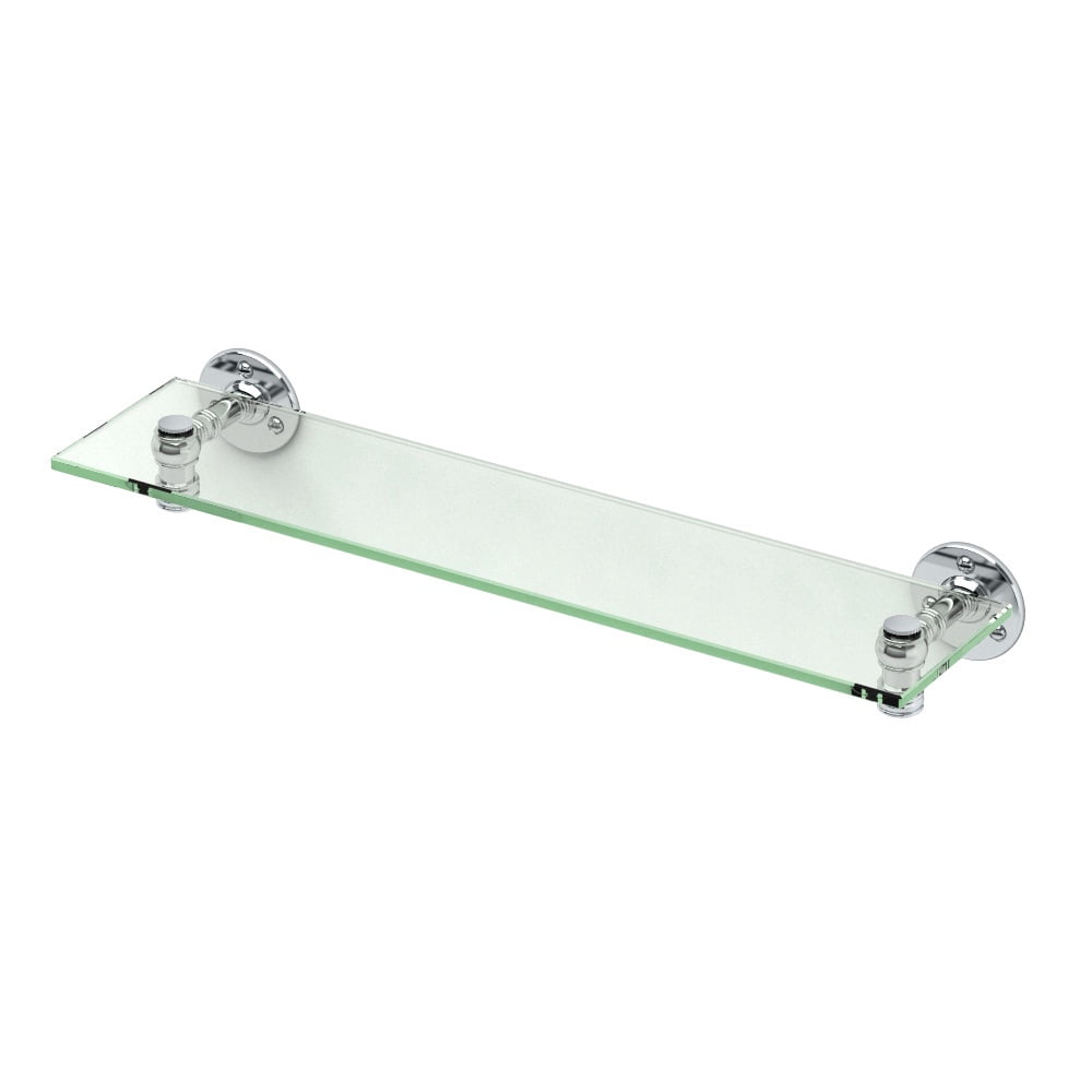 Café Chrome Rectangular Glass Floating Shelf for Versatile Use