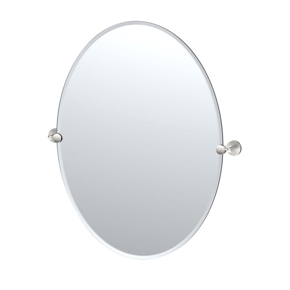 Gatco Sky 32" Frameless Oval Mirror, Satin Nickel