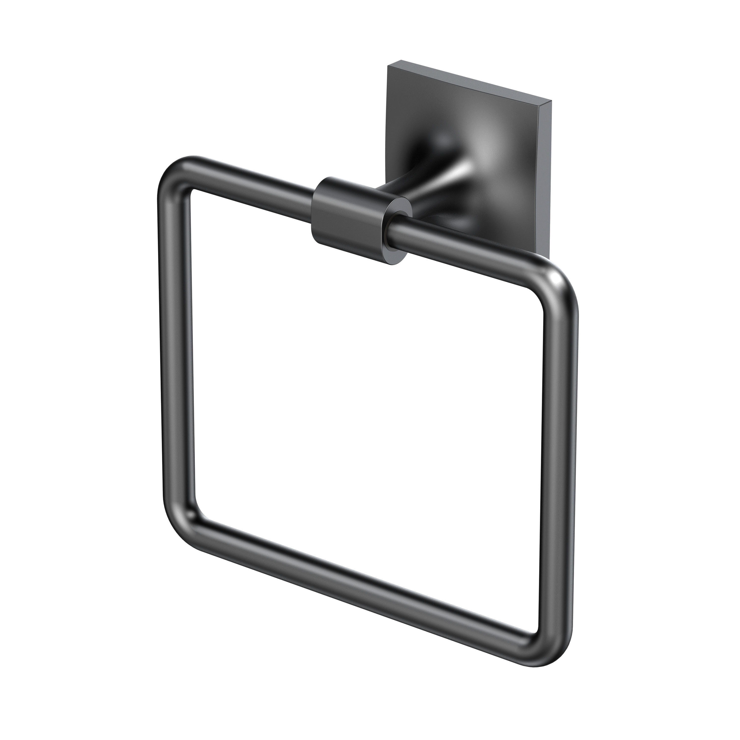 Matte Black Chrome Wall Mounted Square Towel Ring