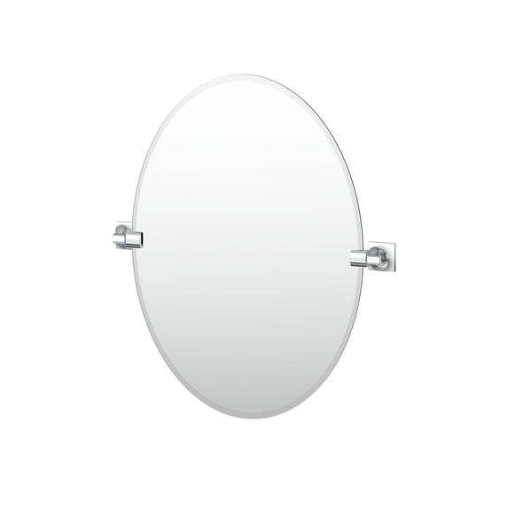 Gatco Waterline 26.5" Frameless Oval Mirror, Chrome