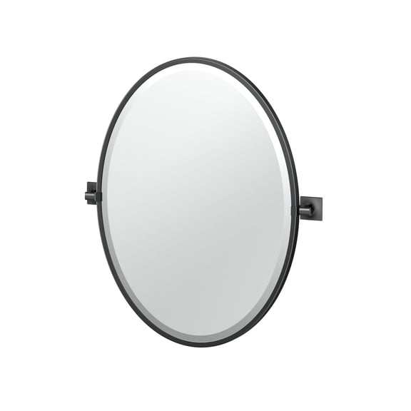 Gatco Waterline 27.5" Framed Oval Mirror, Matte Black