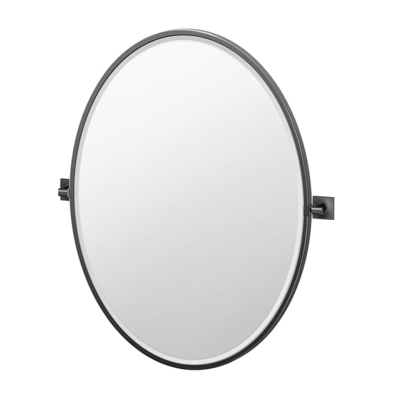 Gatco Waterline 33" Framed Oval Mirror, Matte Black