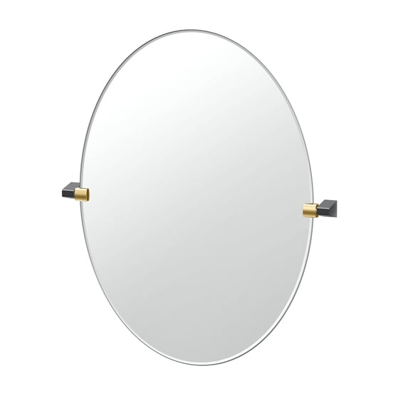 Gatco A-Line 32" Frameless Oval Mirror, Brass/Matte Black